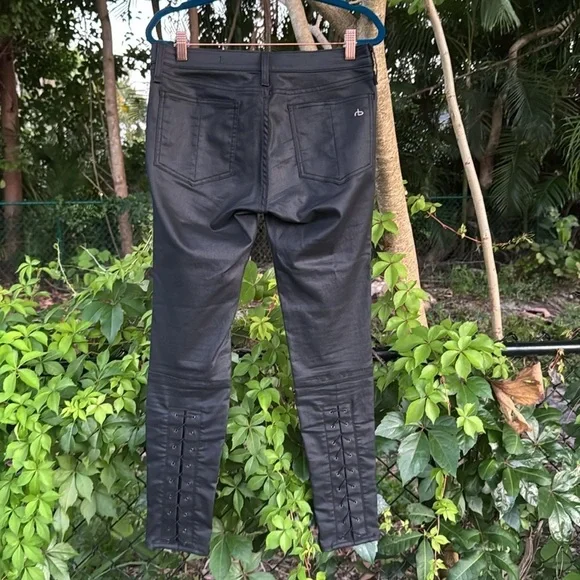 Rag & Bone skinny jeans, back ankle lace up, wax denim, size 28 - Picture 3 of 7